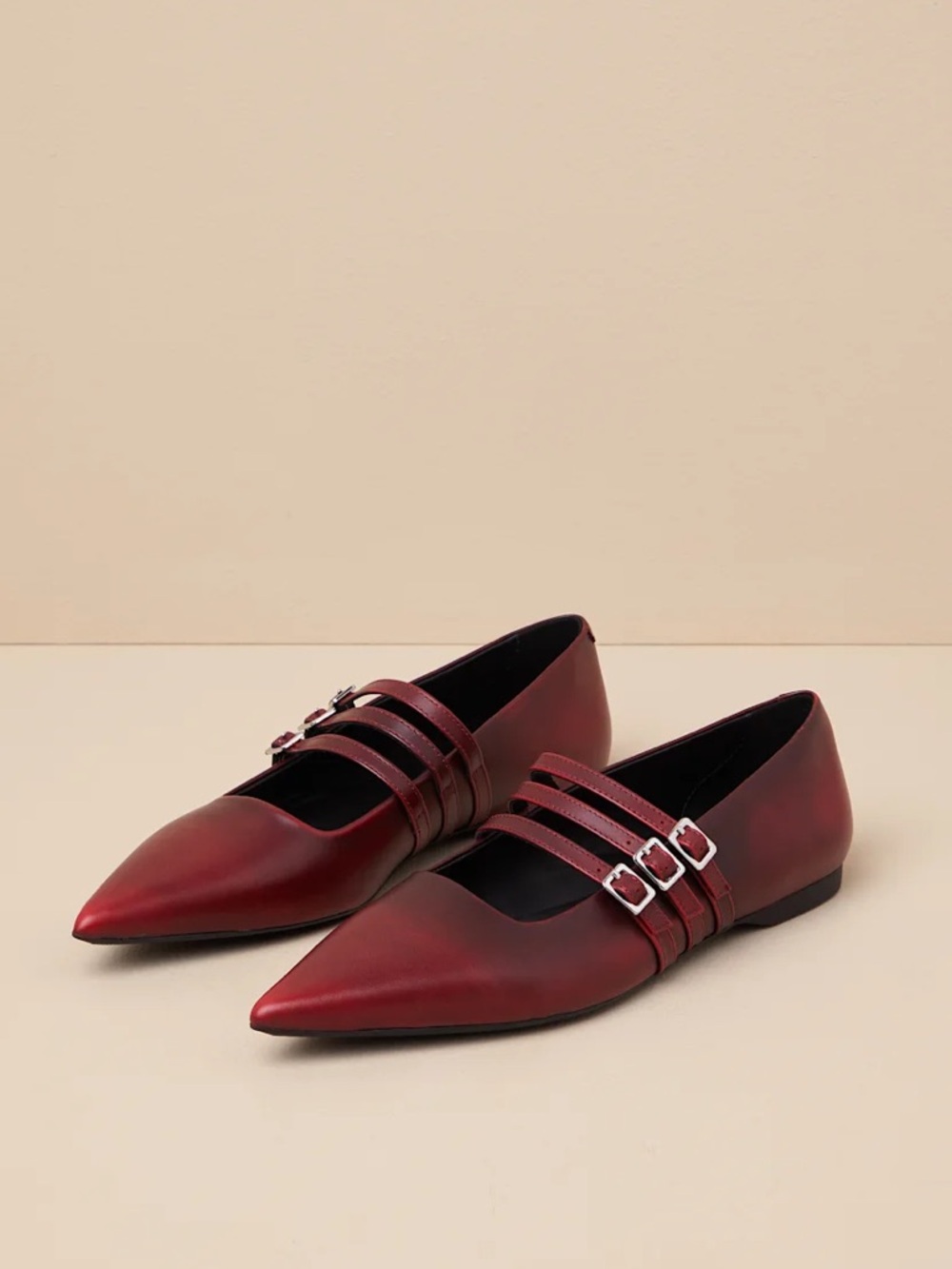 Vagabond Hermine Red Leather Strappy Buckle Ballet Flats - Picture 2 of 4